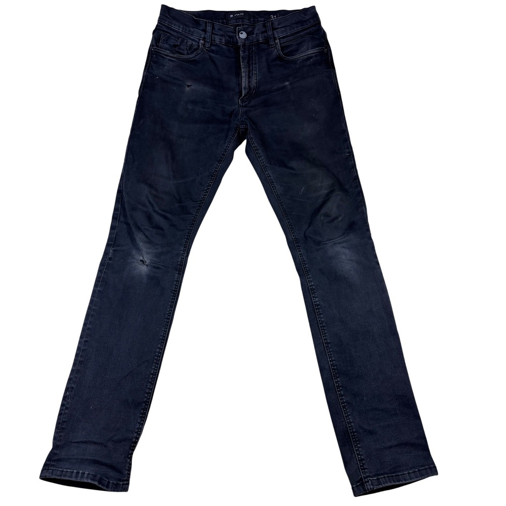 Blank NYC Wooster Slim Fit Distressed Jeans Mens 31 Faded Black Denim Thrashed
